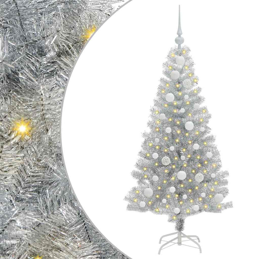 Kerstboom Met 150 Led Met Standaard Zilver 120 Cm Pet Goud