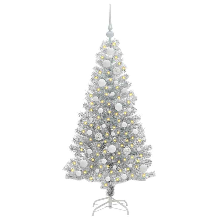 Kerstboom Met 150 Led Met Standaard Zilver 120 Cm Pet Goud