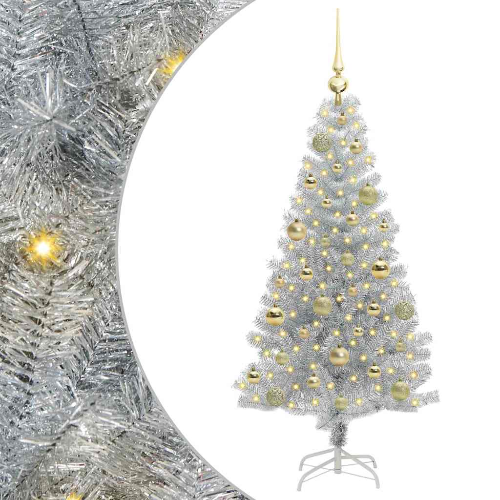 Kerstboom Met 150 Led Met Standaard Zilver 120 Cm Pet Goud