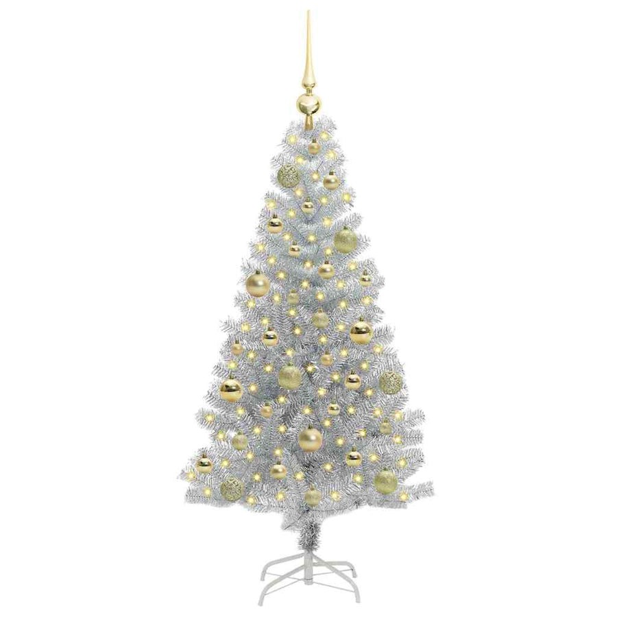 Kerstboom Met 150 Led Met Standaard Zilver 120 Cm Pet Goud