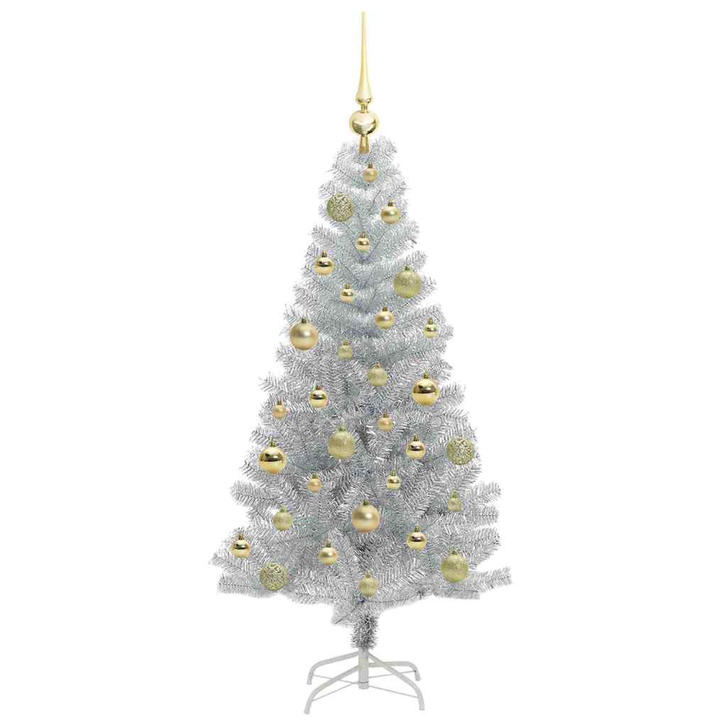 Kerstboom Met 150 Led Met Standaard Zilver 120 Cm Pet Goud