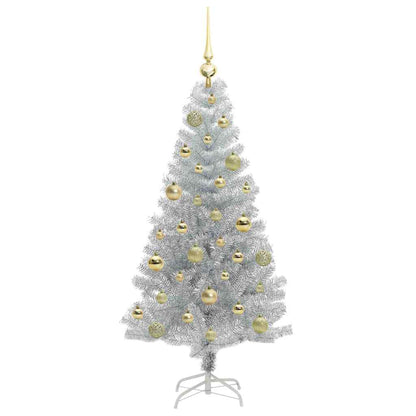Kerstboom Met 150 Led Met Standaard Zilver 120 Cm Pet Goud