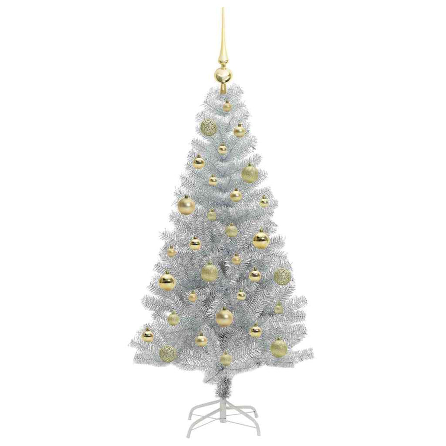Kerstboom Met 150 Led Met Standaard Zilver 120 Cm Pet Goud