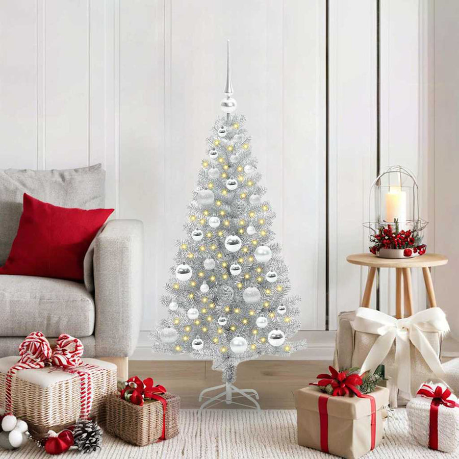 Kerstboom Met 150 Led Met Standaard Zilver 120 Cm Pet Goud
