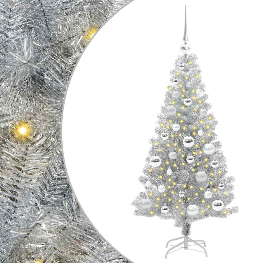 Kerstboom Met 150 Led Met Standaard Zilver 120 Cm Pet Goud