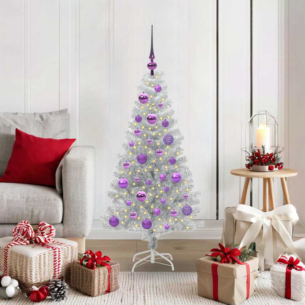 Kerstboom Met 150 Led Met Standaard Zilver 120 Cm Pet Goud