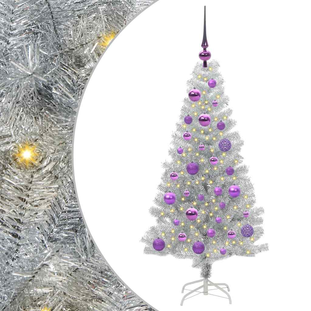 Kerstboom Met 150 Led Met Standaard Zilver 120 Cm Pet Goud