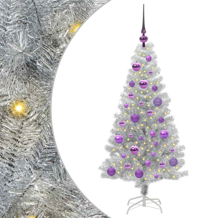 Kerstboom Met 150 Led Met Standaard Zilver 120 Cm Pet Goud