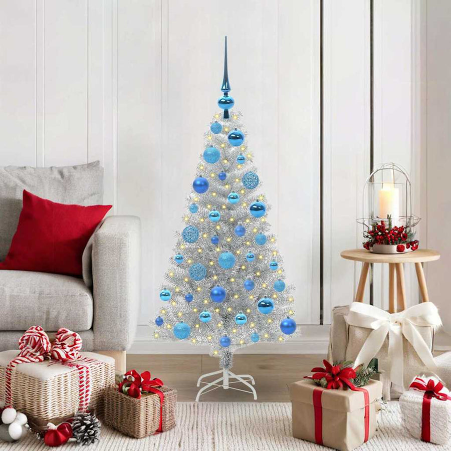 Kerstboom Met 150 Led Met Standaard Zilver 120 Cm Pet Goud