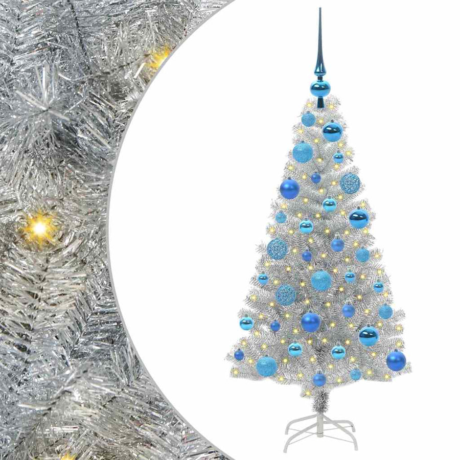 Kerstboom Met 150 Led Met Standaard Zilver 120 Cm Pet Goud