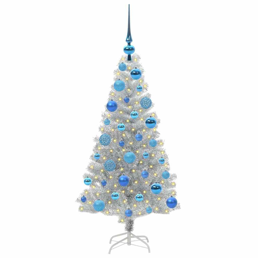 Kerstboom Met 150 Led Met Standaard Zilver 120 Cm Pet Goud