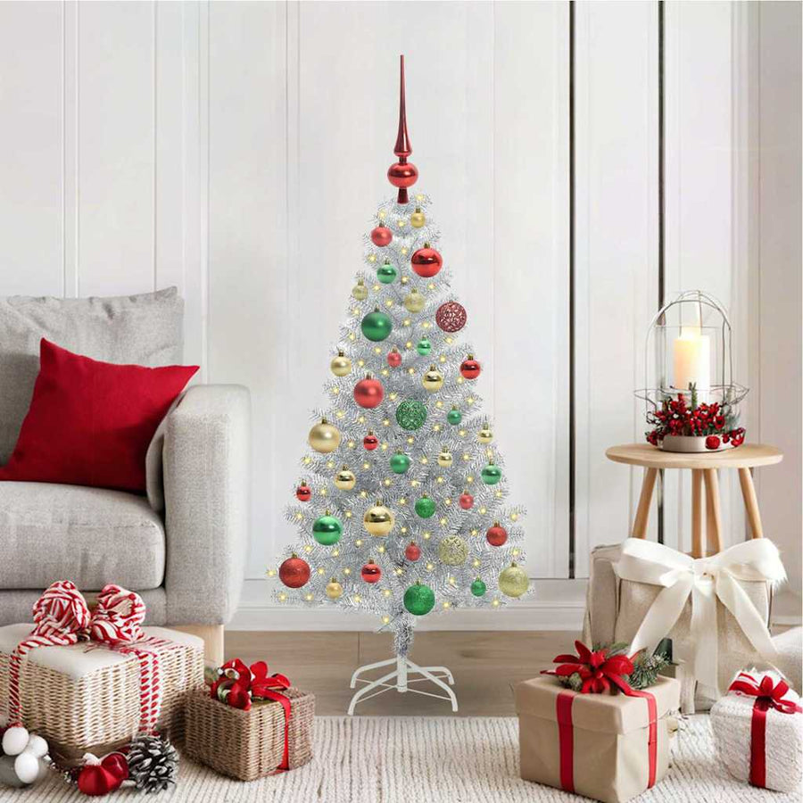 Kerstboom Met 150 Led Met Standaard Zilver 120 Cm Pet Goud