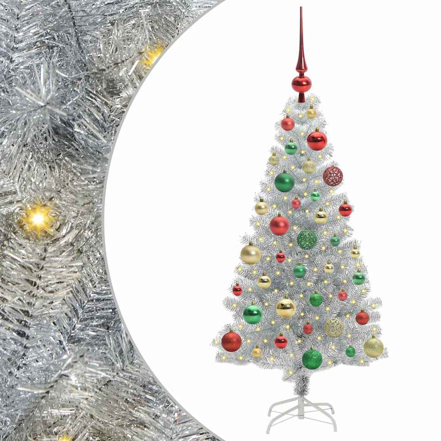 Kerstboom Met 150 Led Met Standaard Zilver 120 Cm Pet Goud