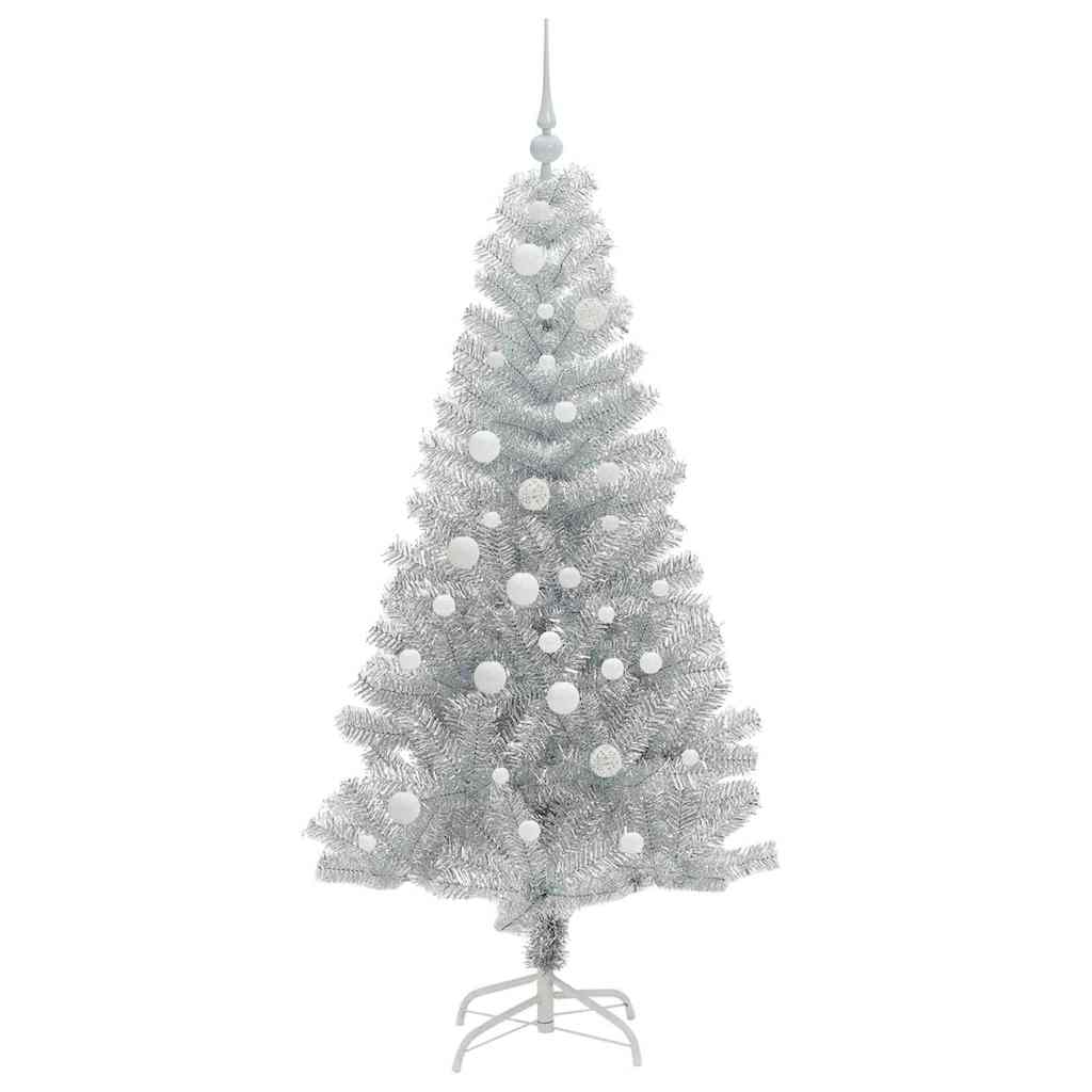 Kerstboom Met 150 Led Met Standaard Pet Zilver 150 cm
