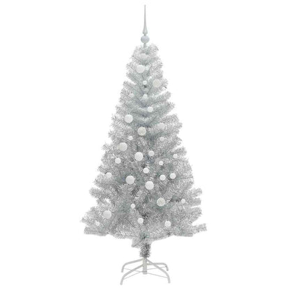 Kerstboom Met 150 Led Met Standaard Pet Zilver 150 cm
