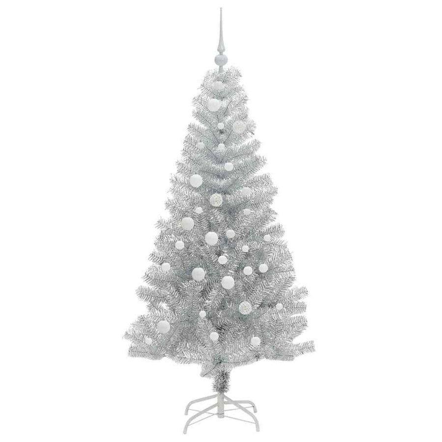 Kerstboom Met 150 Led Met Standaard Pet Zilver 150 cm