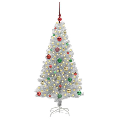 Kerstboom Met 150 Led Met Standaard Pet Zilver 150 cm