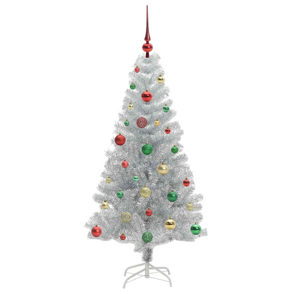 Kerstboom Met 150 Led Met Standaard Pet Zilver 150 cm