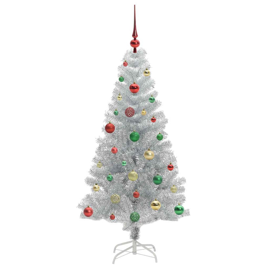 Kerstboom Met 150 Led Met Standaard Pet Zilver 150 cm