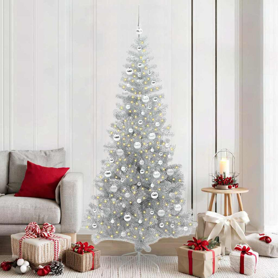 Kerstboom met 300 LED met standaard Zilver 210 cm PET