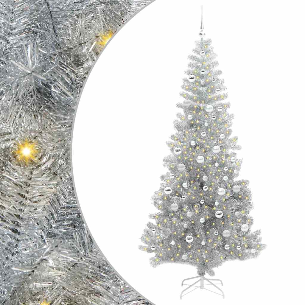 Kerstboom met 300 LED met standaard Zilver 210 cm PET