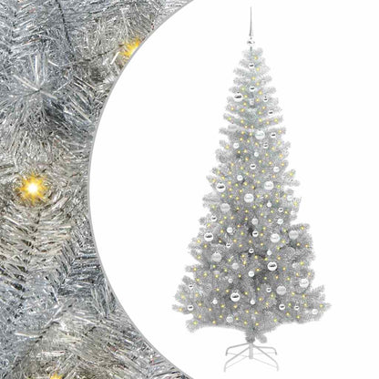 Kerstboom met 300 LED met standaard Zilver 210 cm PET
