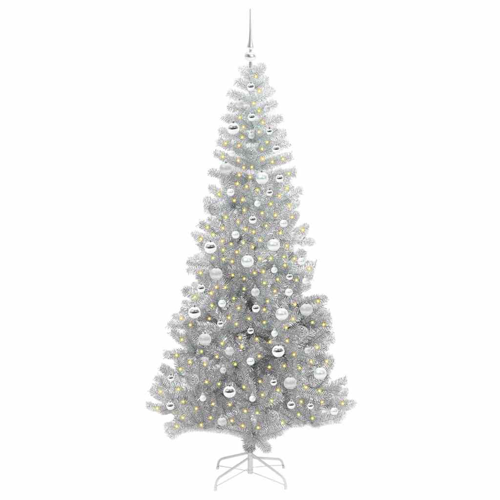 Kerstboom met 300 LED met standaard Zilver 210 cm PET