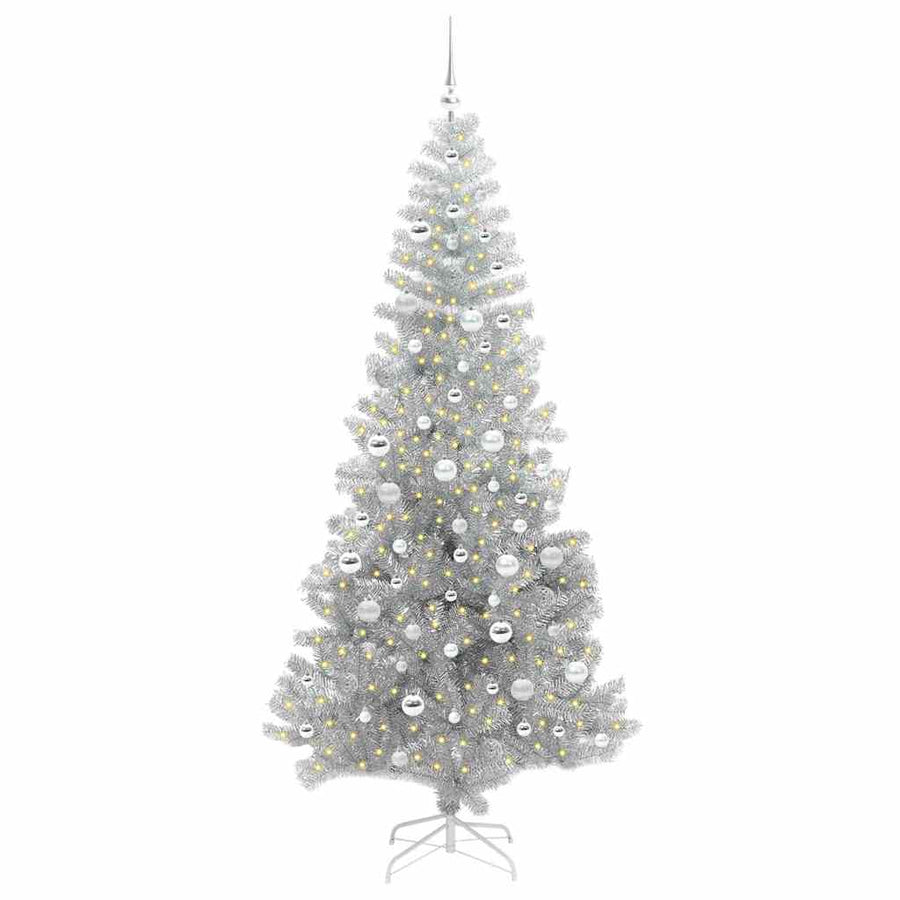 Kerstboom met 300 LED met standaard Zilver 210 cm PET