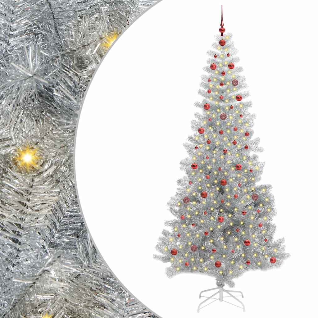 Kerstboom Met 300 Led Met Standaard Pet Zilver 240 cm