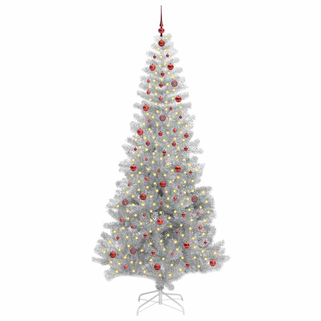Kerstboom Met 300 Led Met Standaard Pet Zilver 240 cm