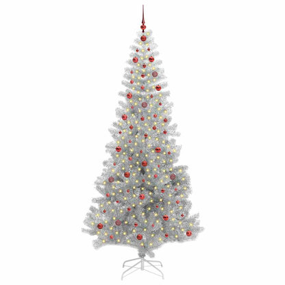 Kerstboom Met 300 Led Met Standaard Pet Zilver 240 cm
