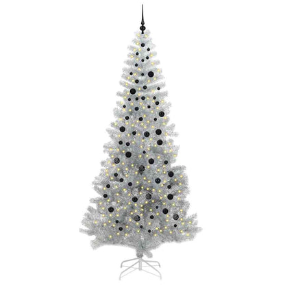 Kerstboom Met 300 Led Met Standaard Zilver 240 Cm Pet Zilver