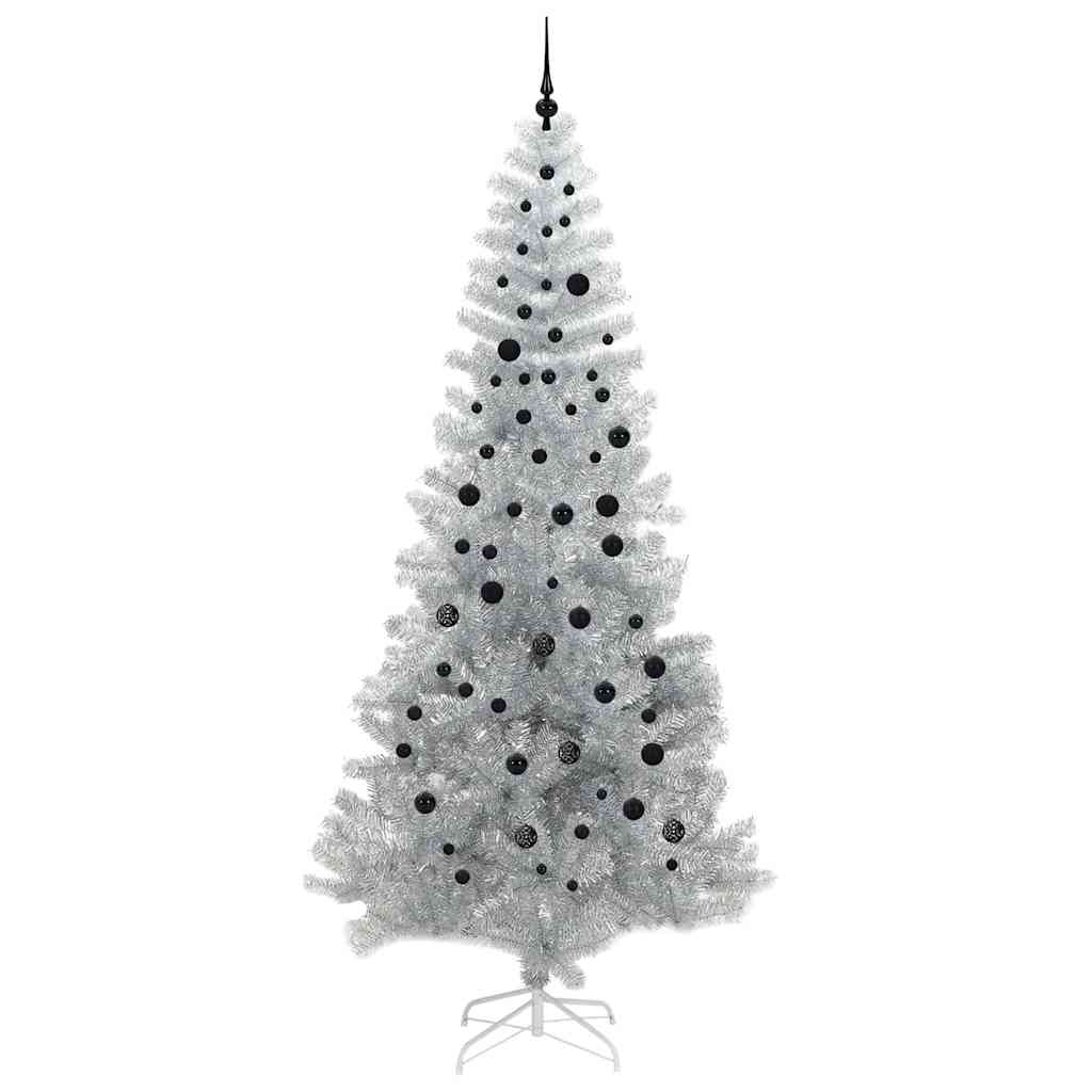 Kerstboom Met 300 Led Met Standaard Zilver 240 Cm Pet Zilver