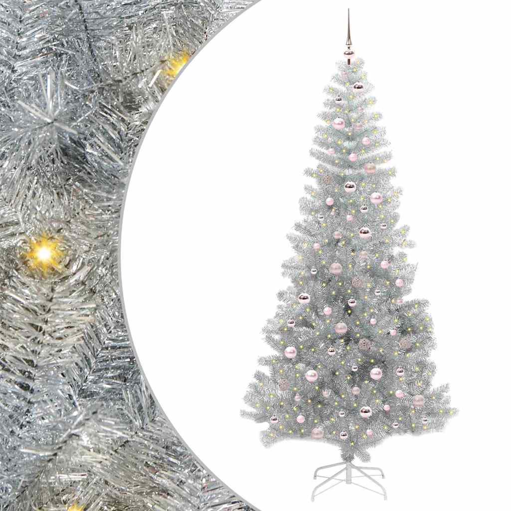 Kerstboom Met 300 Led Met Standaard Pet Zilver 240 cm