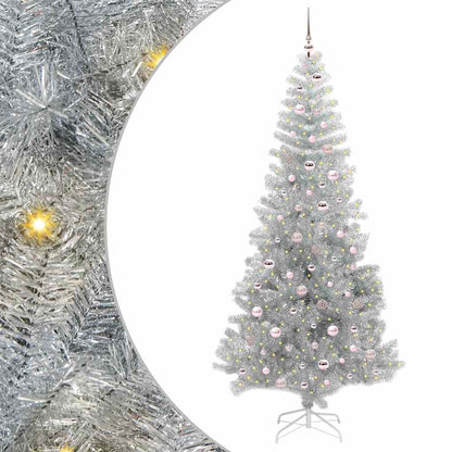 Kerstboom Met 300 Led Met Standaard Pet Zilver 240 cm