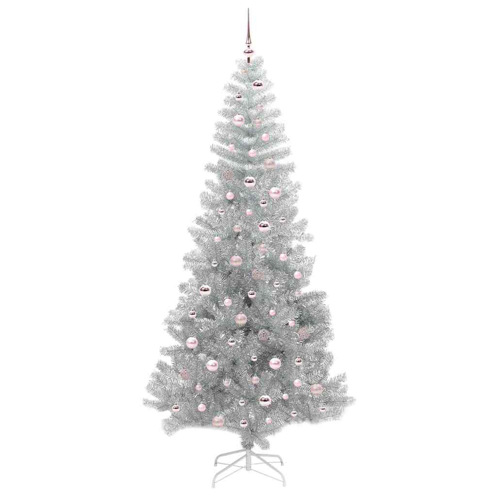 Kerstboom Met 300 Led Met Standaard Pet Zilver 240 cm