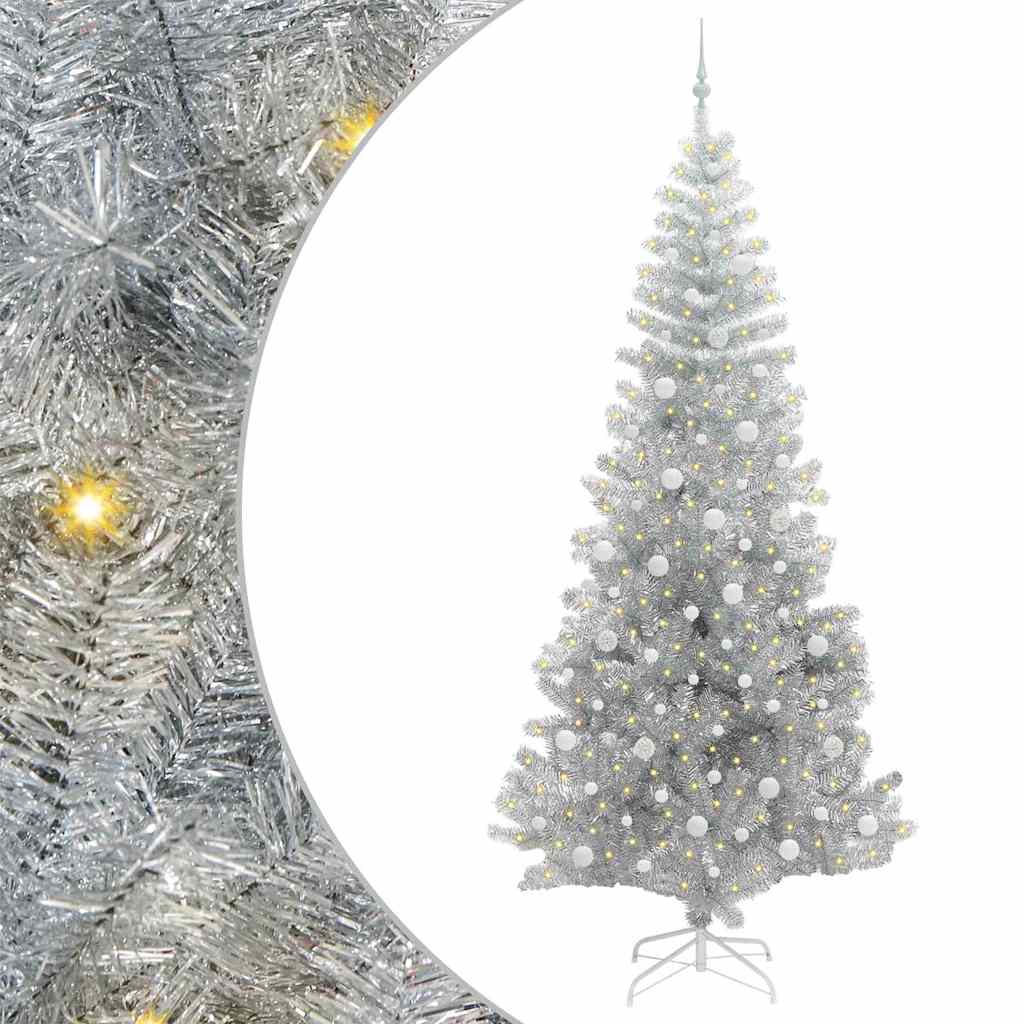 Kerstboom Met 300 Led Met Standaard Pet Zilver 240 cm