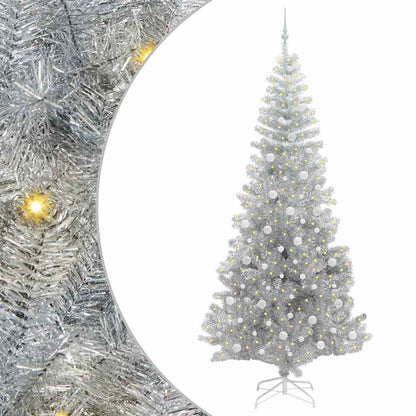 Kerstboom Met 300 Led Met Standaard Pet Zilver 240 cm