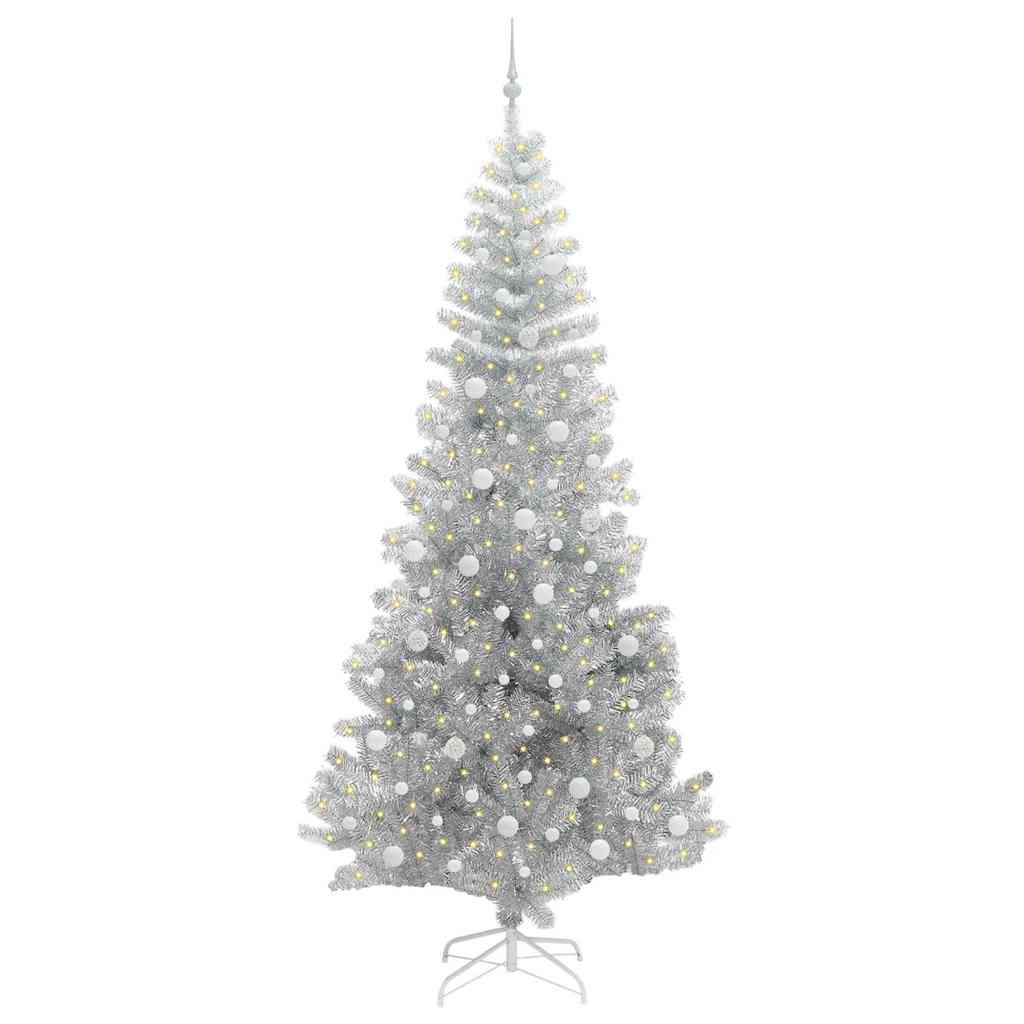 Kerstboom Met 300 Led Met Standaard Pet Zilver 240 cm