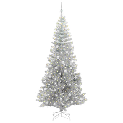 Kerstboom Met 300 Led Met Standaard Pet Zilver 240 cm