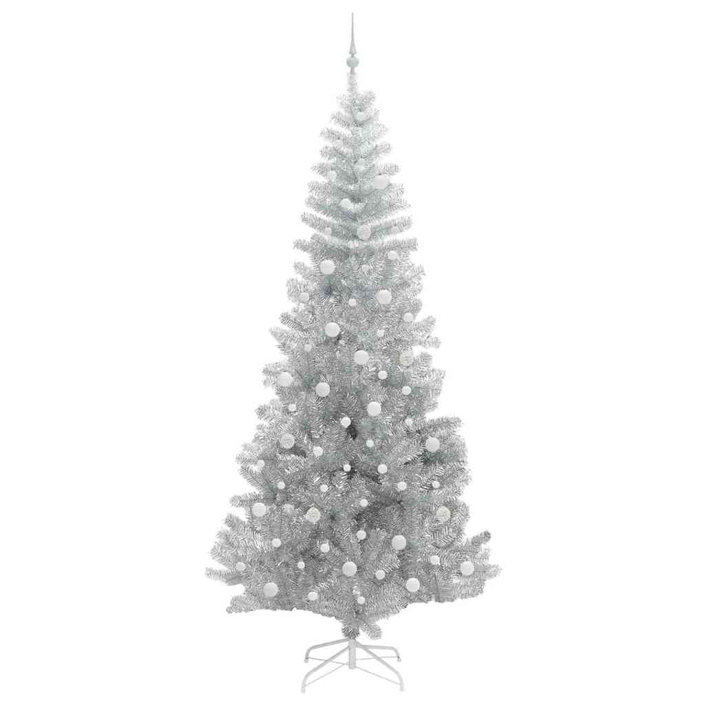 Kerstboom Met 300 Led Met Standaard Pet Zilver 240 cm