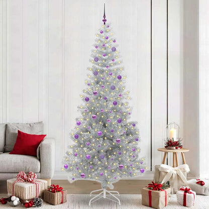 Kerstboom Met 300 Led Met Standaard Pet Zilver 240 cm