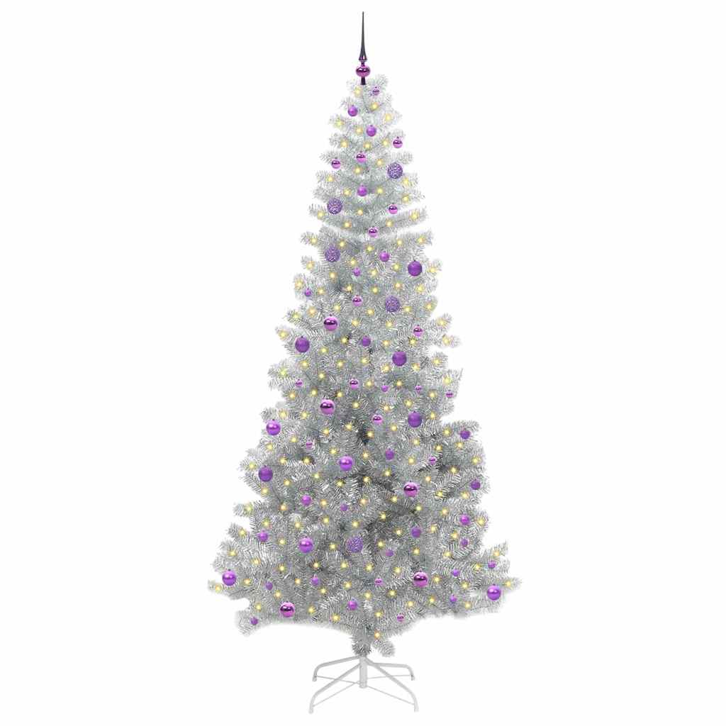 Kerstboom Met 300 Led Met Standaard Pet Zilver 240 cm