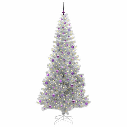 Kerstboom Met 300 Led Met Standaard Pet Zilver 240 cm