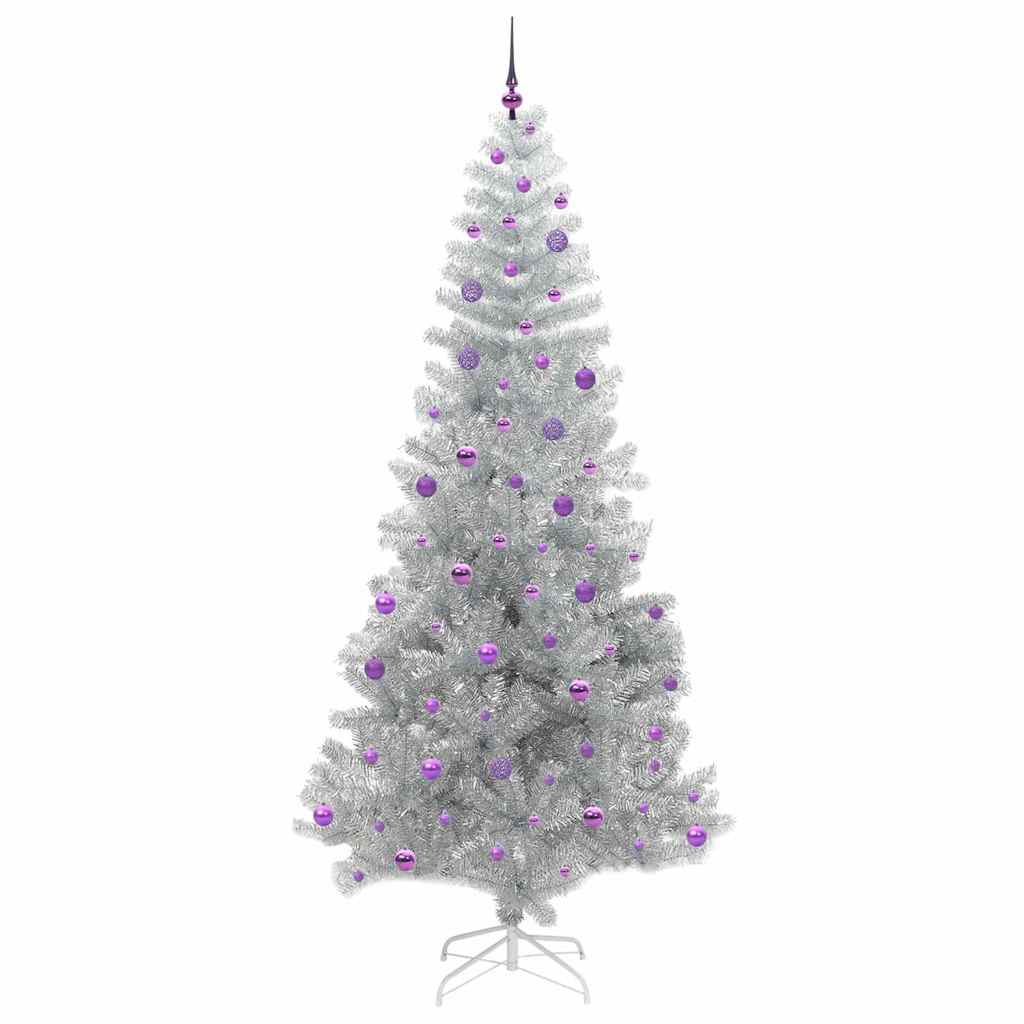 Kerstboom Met 300 Led Met Standaard Pet Zilver 240 cm