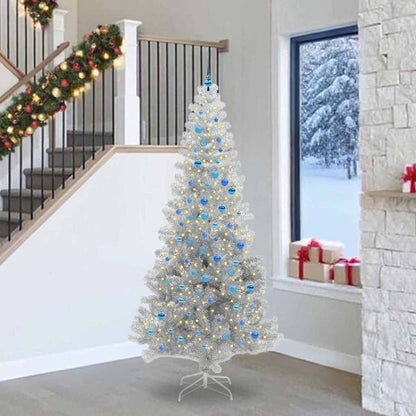 Kerstboom Met 300 Led Met Standaard Zilver 240 Cm Pet Zilver