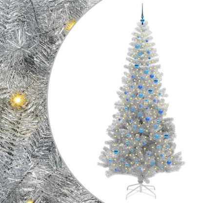 Kerstboom Met 300 Led Met Standaard Zilver 240 Cm Pet Zilver