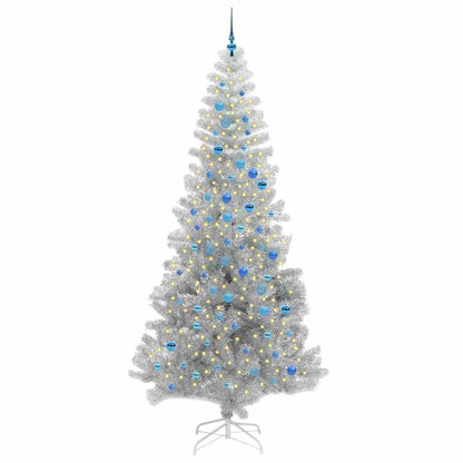 Kerstboom Met 300 Led Met Standaard Zilver 240 Cm Pet Zilver