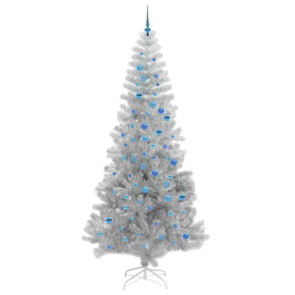 Kerstboom Met 300 Led Met Standaard Zilver 240 Cm Pet Zilver