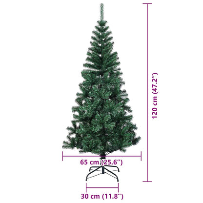 Kunstmatig Voorverlicht Kerstboom Groen 120 cm PVC en Metaal